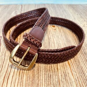 Vintage Polo Ralph Lauren Braided Leather Belt with Brass Buckle Size 40/100